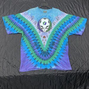 Vintage Grateful Dead Shirt 2XL Soccer 1990 LA Tour Liquid Blue Tye-Die 90's